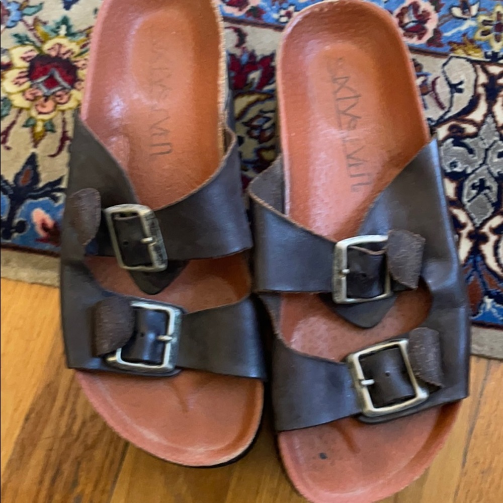 Sixty seven double buckle platform sandals